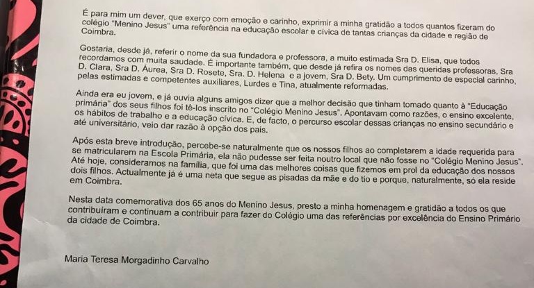 Testemunho Maria Teresa Carvalho